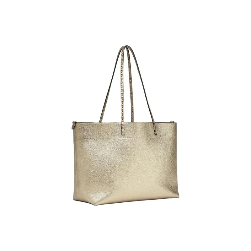 FENDI Calfskin Tote Bag Shopping Bag Handbag Medium Size Women's Champagne-1