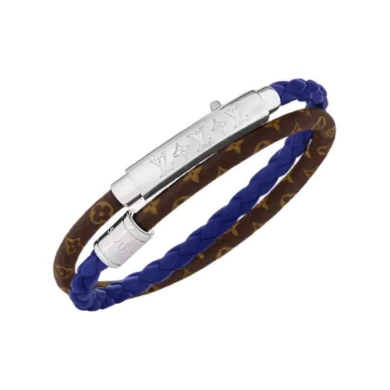 LOUIS VUITTON Canvas Brass Bangles Men's Blue-1
