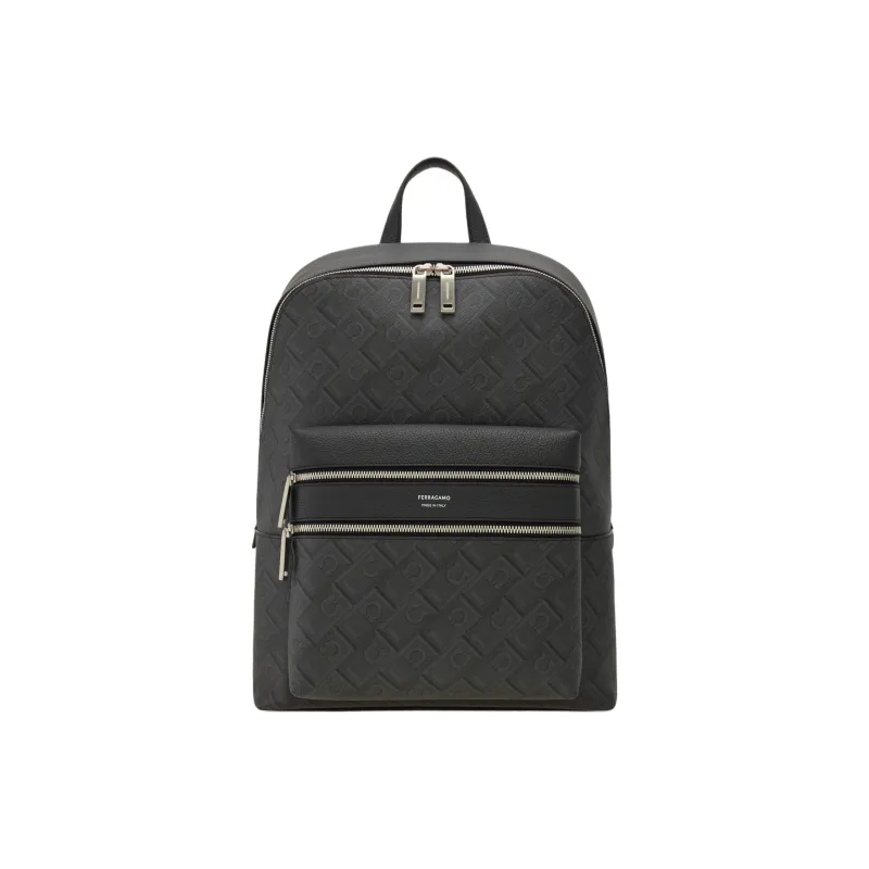 FERRAGAMO Calfskin Backpack Men's Black-0
