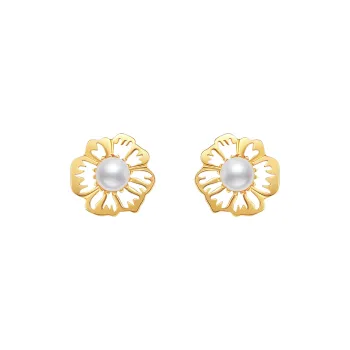 Bezzo 925 Silver Pearls Stud Earrings Women's Gold