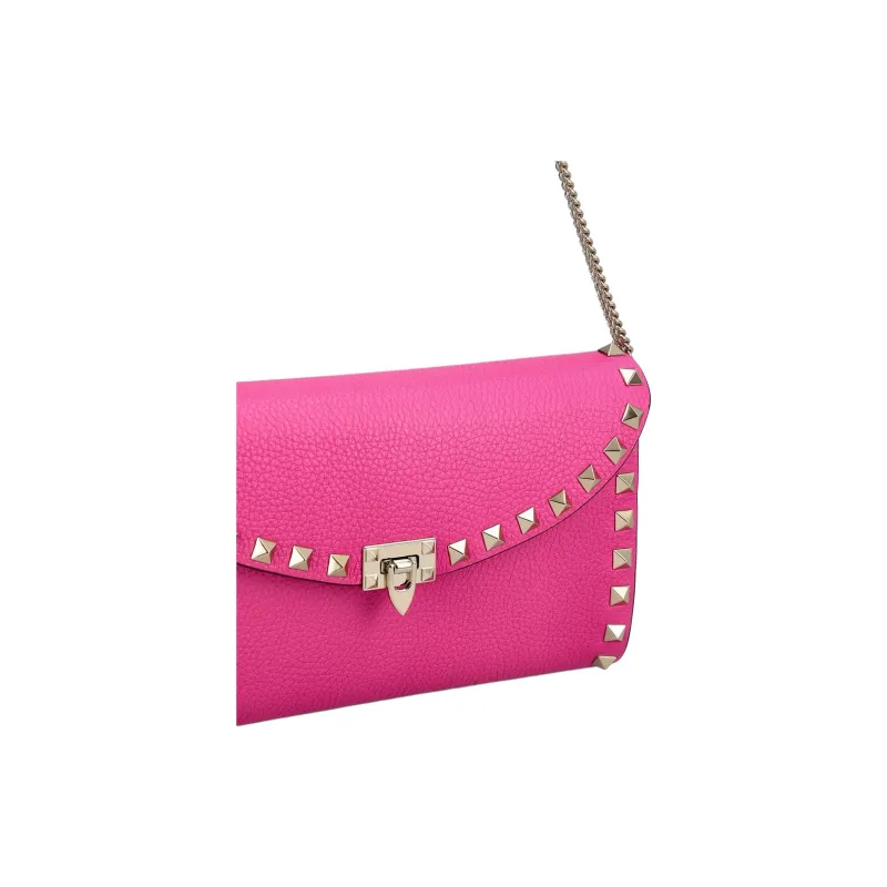 Valentino Leather Crossbody Bag Shoulder Bag Women's Rose Red-3