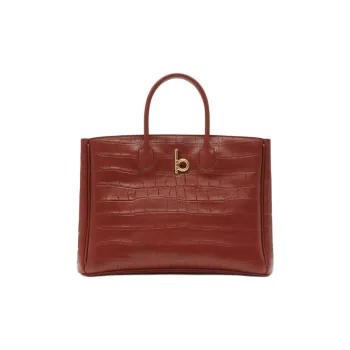 Burberry Lambskin Tote Bag Shopping Bag Shoulder Bag Crossbody Bag Handbag Small Size Unisex Rusty Red