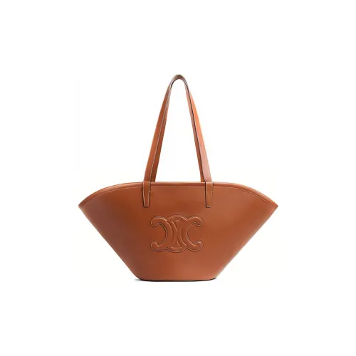 CELINE Triomphe Cow Leather Shoulder Bag Crossbody Bag Handbag Women's Tawny