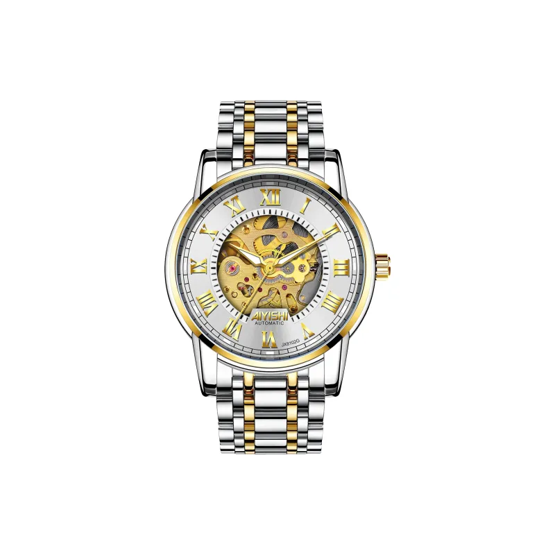 AIYISHI Automatic Mechanical Movement Stainless Steel Watchband Watch Men's Watches Black Dial-15