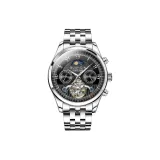 White Case Black Dial White Steel Band