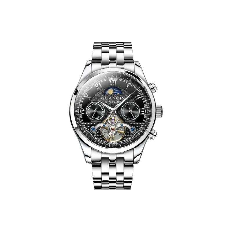 GUANQIN GJ16122 Automatic Mechanical Movement Stainless Steel Watchband Watch Men's Watches White Dial-3