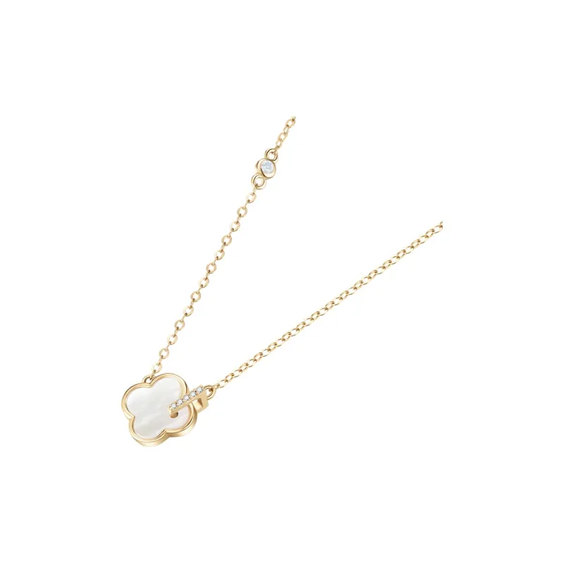 Misongma 925 Sterling Silver Zircon Necklaces Women's White/Yellow-1