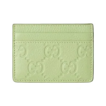 GUCCI Grain Leather Card Holder Women's Green