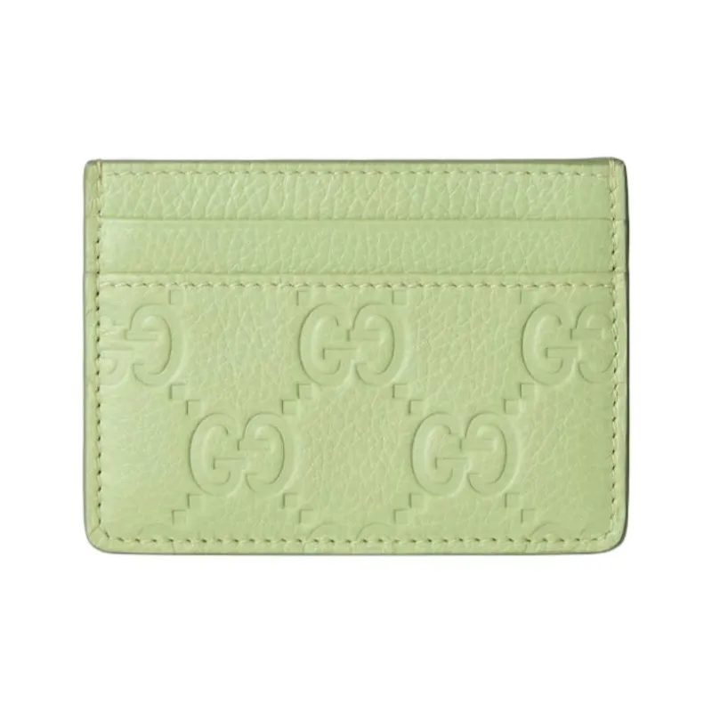 GUCCI Grain Leather Card Holder Women's Green-0