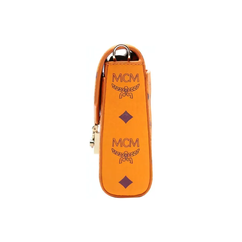 MCM Millie Visetos Artificial Leather Chain Bag, Crossbody Bag, Shoulder Bag Medium Size Women's Bright Orange-2