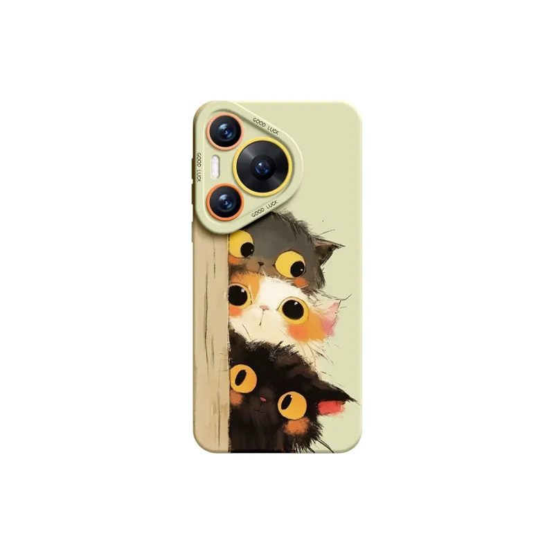 SUPER MOUSE Silicone Material Three Cats Phone Cases Compatible With Huawei Pura70/60/50/40/30/pro/pro+/Ultra-6