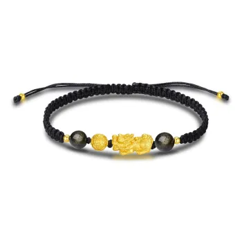 TIG Sunstone Golden Obsidian S999 Fine Silver Bracelets Unisex