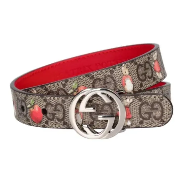 GUCCI Canvas Leather Belts Kids' Multicolor Width: 2cm-2