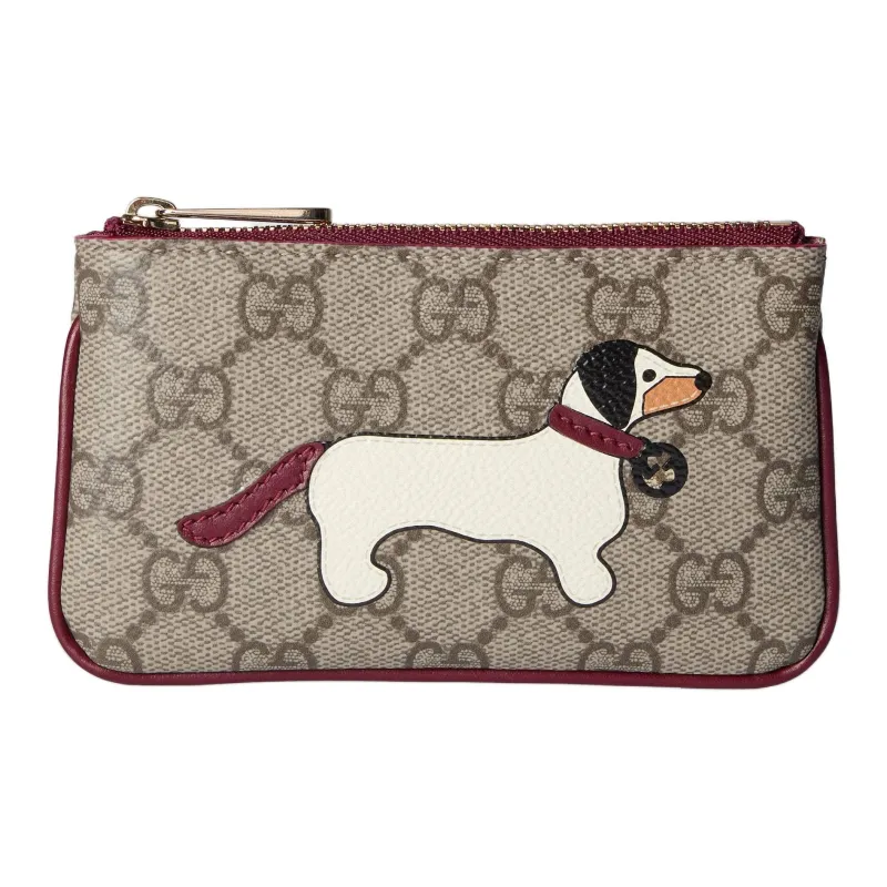 GUCCI Coated Canvas Coin Purse Key Pouch Unisex Beige & Brown-1
