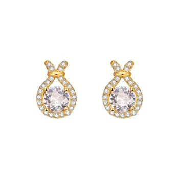 Heart Grass S925 Silver Stud Earrings Women's