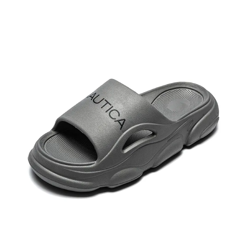NAUTICA Slip Resistant Odor Resistant Abrasion Resistant Slide Slippers Unisex Gray-0