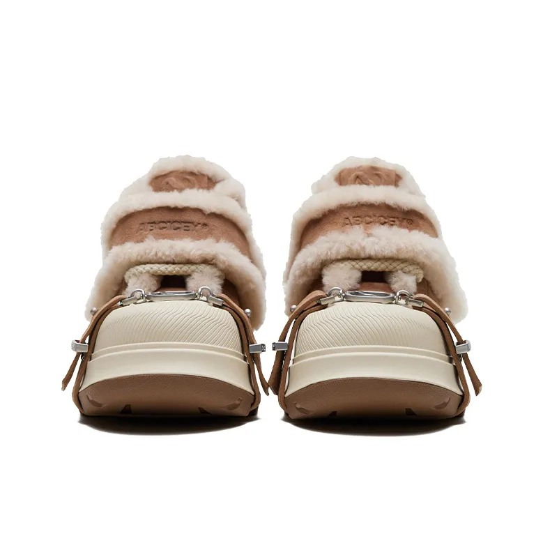 ABCICEY Slip Resistant Warm Height Increasing Mid Top Canvas Shoes Unisex Beige Brown-2