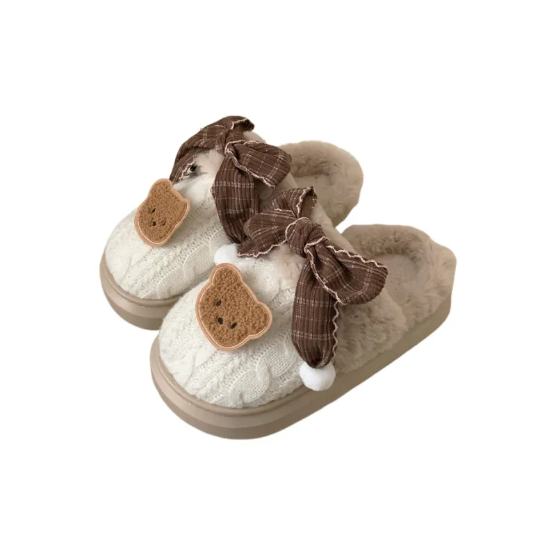 Thin Strips Cotton Slippers Women's Khaki-6