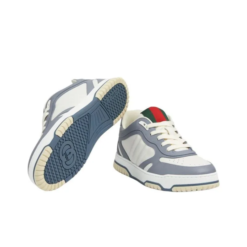 GUCCI Re Web Low Top Skateboard Shoes Men's White Gray-5
