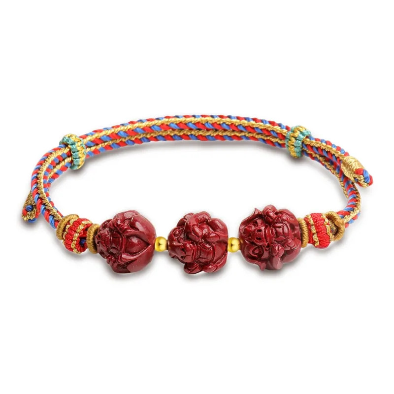 With The Heart Of The Jade Reconstructed Cinnabar Bracelets Unisex-7