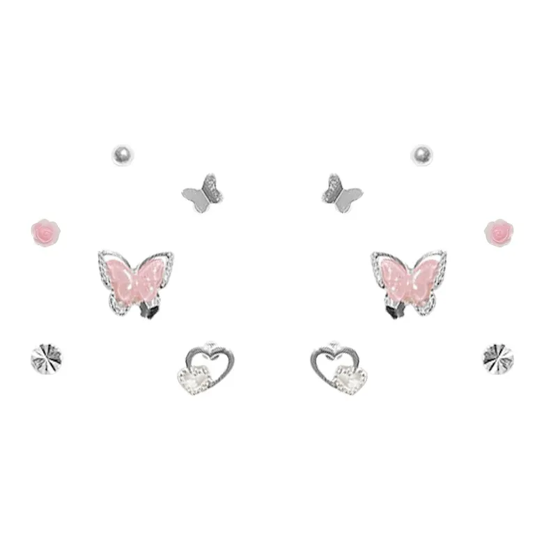 Muyan Alloy Butterfly Heart Stud Earrings Set Women's-6