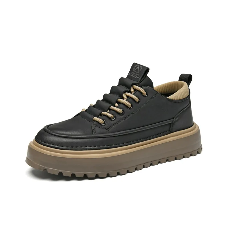 AOKANG Elegant Style Series Skateboard Shoes Men Low Top Yellow Brown, Black-1