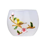 Blissful Glass Cup with Tin Inlay (White)