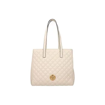 VERSACE Leather Tote Bag Shopping Bag Handbag Shoulder Bag Medium Size Women's Beige