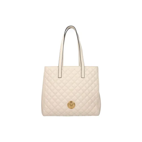 VERSACE Leather Tote Bag Shopping Bag Handbag Shoulder Bag Medium Size Women's Beige