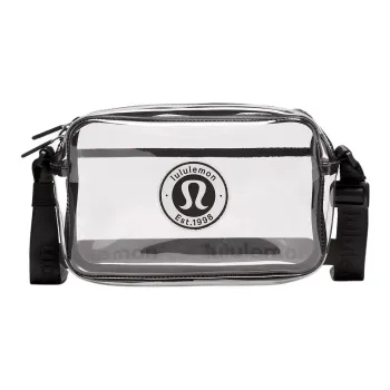Lululemon Polyurethane Shoulder Bag Crossbody Bag Unisex Transparent Black