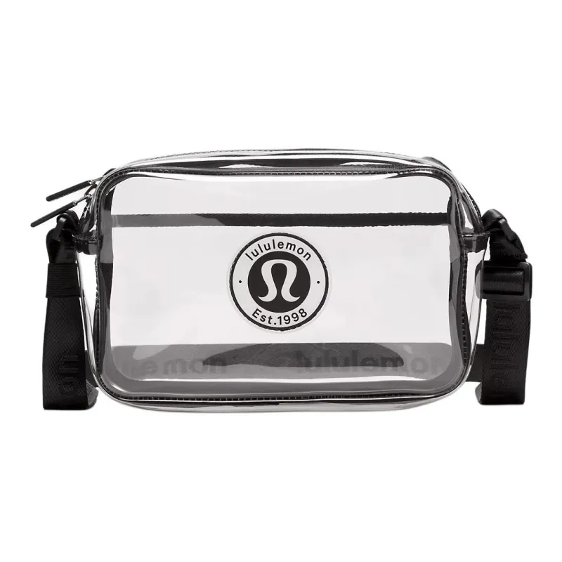 Lululemon Polyurethane Shoulder Bag Crossbody Bag Unisex Transparent Black-0