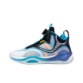XTEP Anti Slip Wear Resistant Mid Top Children's Basketball Shoes Blue Teenagers