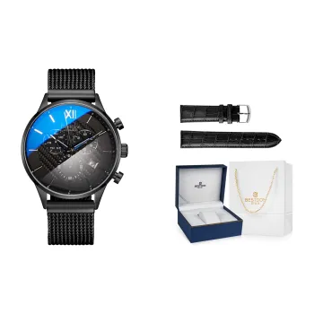 Bestdon Automatic Mechanical Movement Stainless Steel Watchband Men's Watches Black Dial