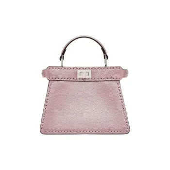 FENDI Peekaboo ISeeU Calfskin Shoulder Bag Crossbody Bag Handbag Small Size Women's Metal Pink