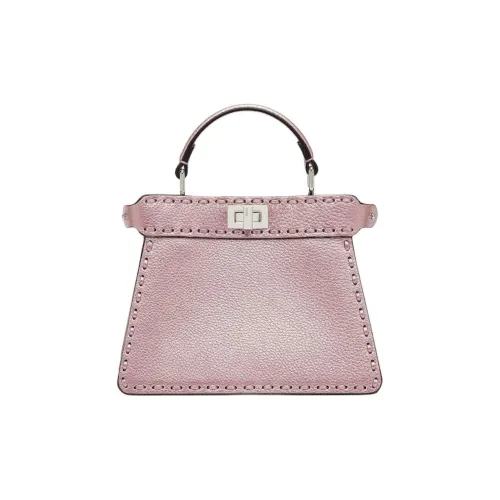 FENDI Peekaboo ISeeU Calfskin Shoulder Bag Crossbody Bag Handbag Small Size Women's Metal Pink