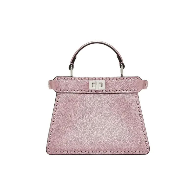 FENDI Peekaboo ISeeU Calfskin Shoulder Bag Crossbody Bag Handbag Small Size Women's Metal Pink-0
