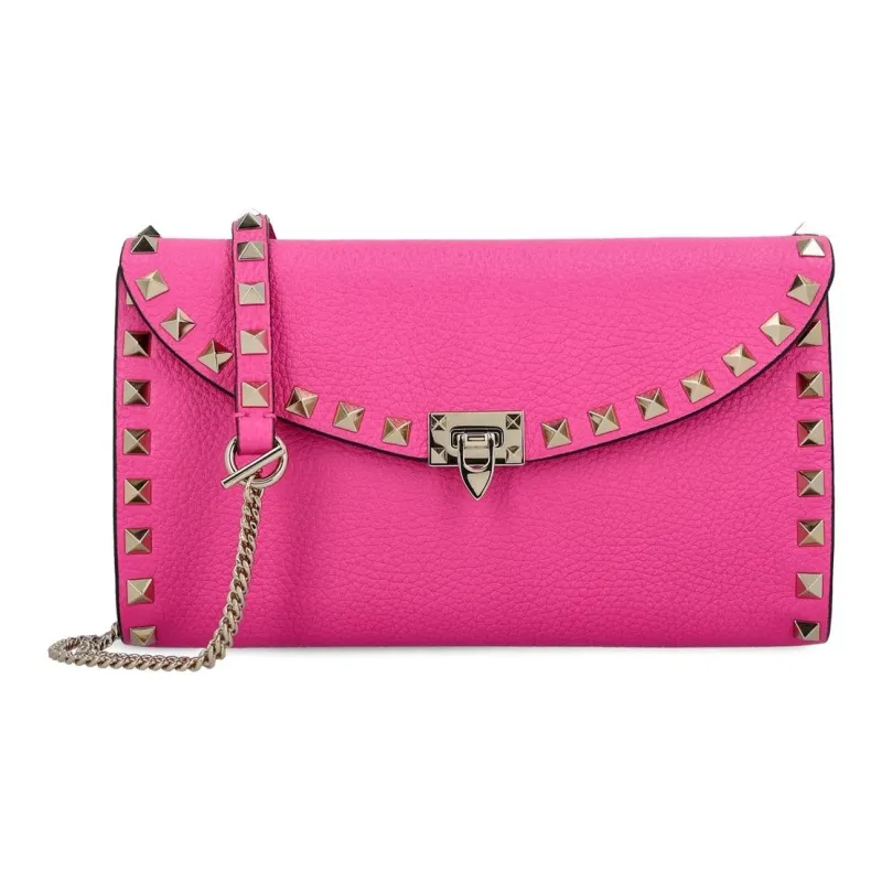 Valentino Leather Crossbody Bag Shoulder Bag Women's Rose Red-0