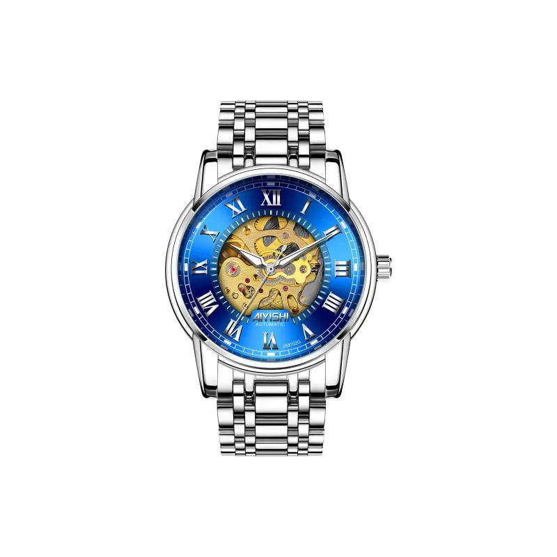 AIYISHI Automatic Mechanical Movement Stainless Steel Watchband Watch Men's Watches Black Dial-11