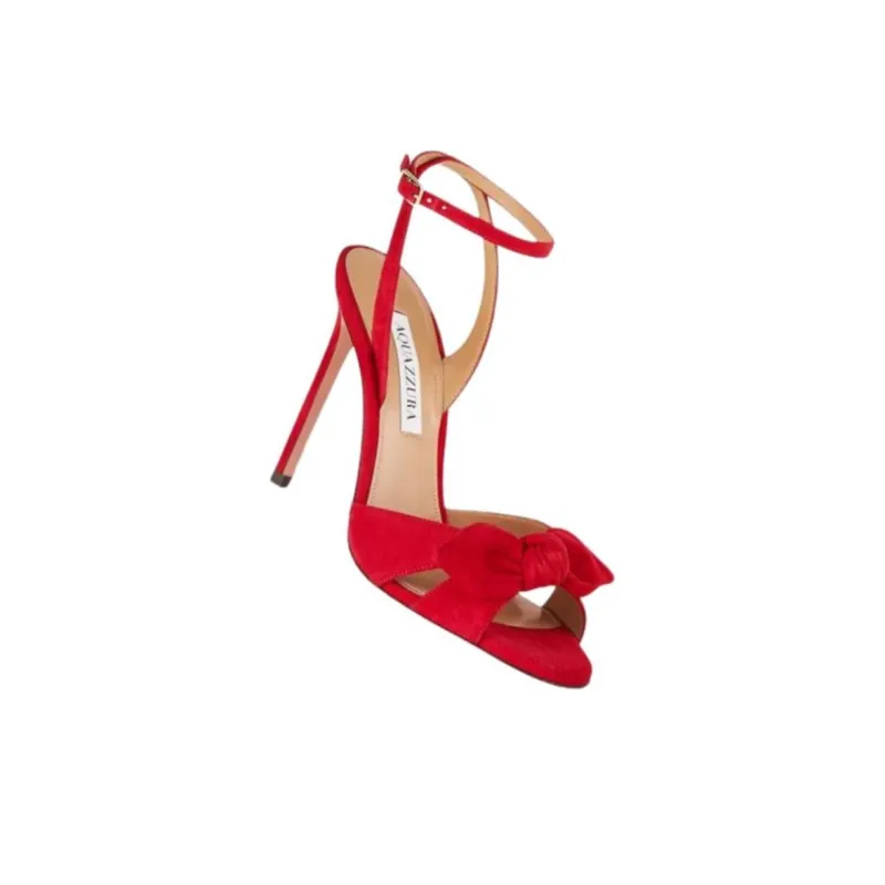 AQUAZZURA Very Bow Tie Strap Sandals 10.5cm Women's Red-3