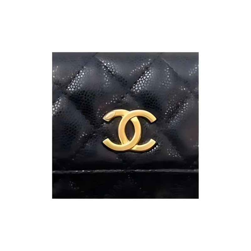 CHANEL Grain Embossed Cow Leather Wallet On Chain, Chain Bag, Shoulder Bag, Crossbody Bag Women's Black-4