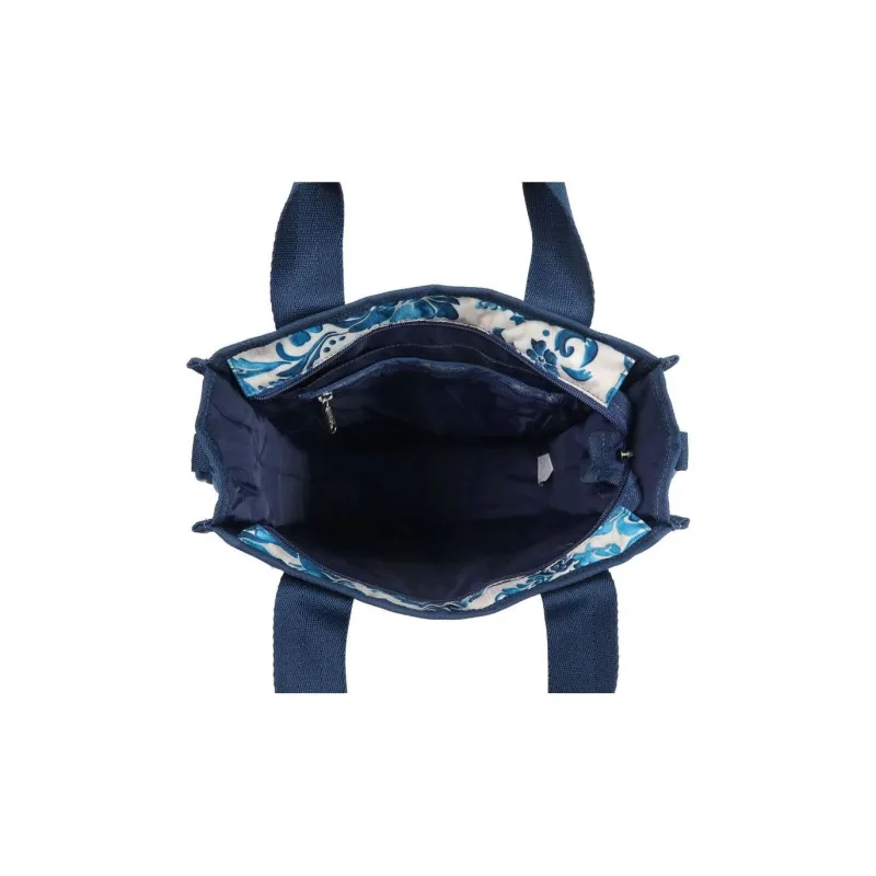 LeSportsac Nylon Tote Bag Shopping Bag Shoulder Bag Crossbody Bag Handbag Women's Blue & White-4