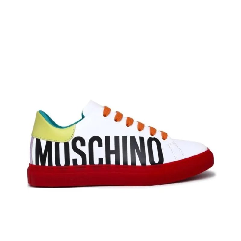 MOSCHINO Low Top Stylish Skateboarding Shoes Women's White Black Green-1
