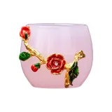 National Elegance and Heavenly Fragrance with Tin-Inlaid Liuli Cup (Pink)