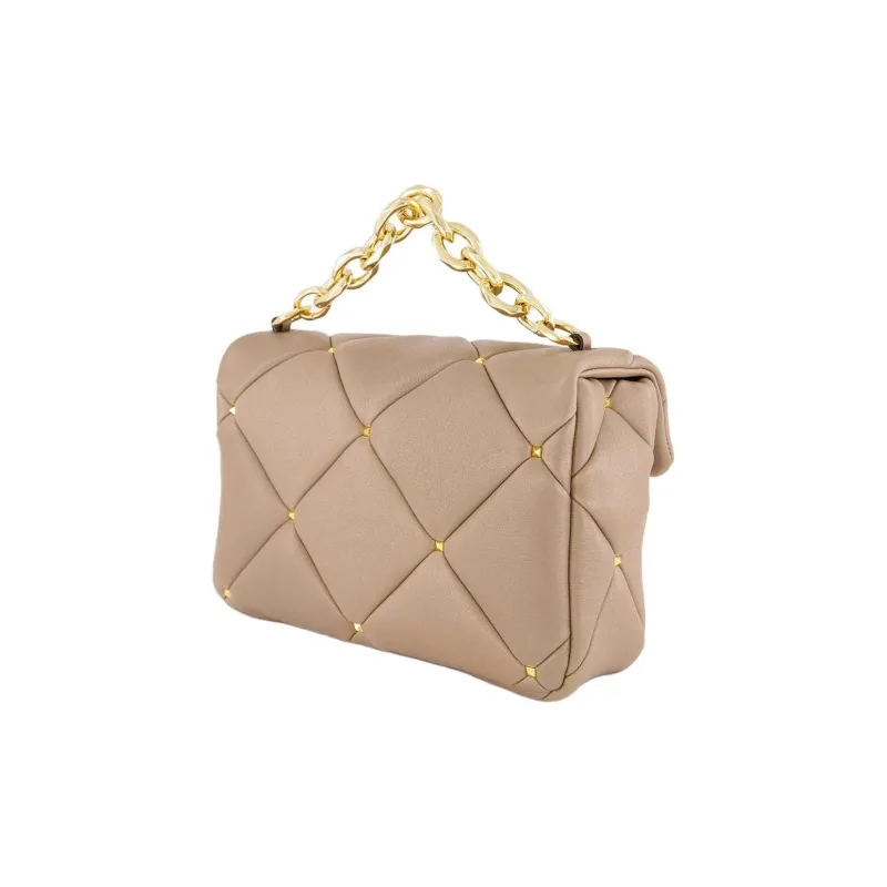Valentino GARAVANI Calfskin Shoulder Bag, Crossbody Bag, Handbag Women's Beige-3