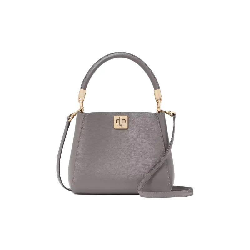 Kate Spade Grain Leather Shoulder Bag, Crossbody Bag, Handbag Small Size Women's Wild Rabbit Gray-0