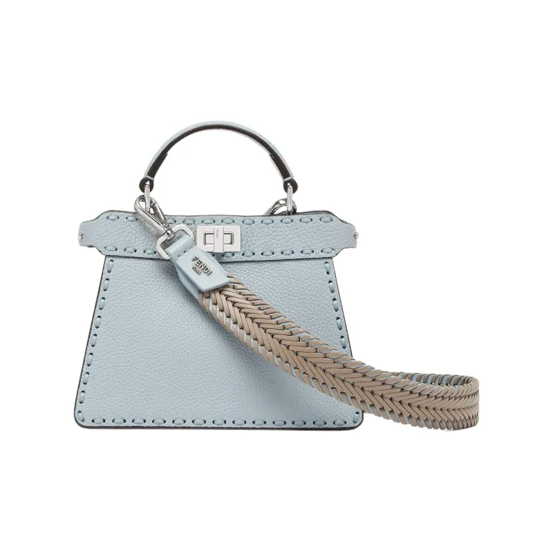 FENDI Calfskin Bag Shoulder Strap Women's Light Blue-1
