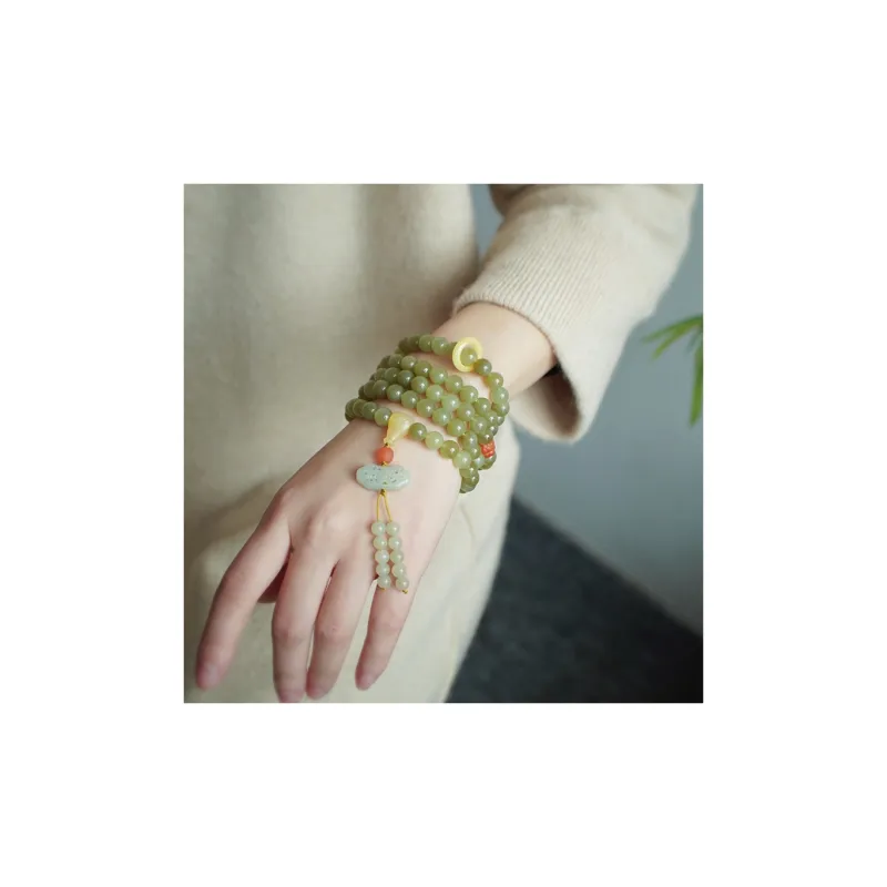 Xifeng Building Hetian Jade Bracelets Pale Greenish White Jade Unisex-1