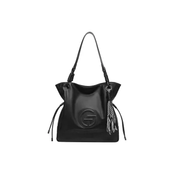 Tanita West Top Grain Cow Leather Tote Handbag, Shoulder Bag Large Size Women's Serene Black