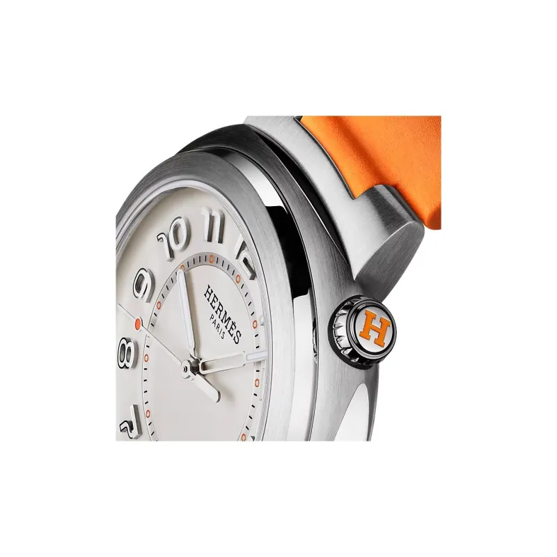 HERMES Cut Collection Wrist Watch Automatic Mechanical Movement Rubber Strap 36mm White Dial Women's Watch-2
