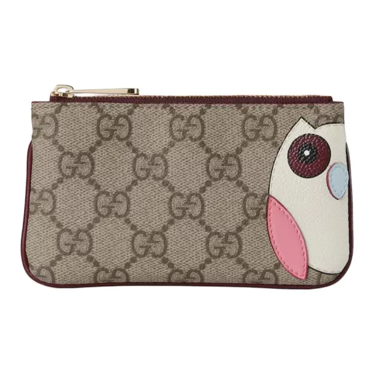 GUCCI Coated Canvas Key Pouch Unisex Beige-1